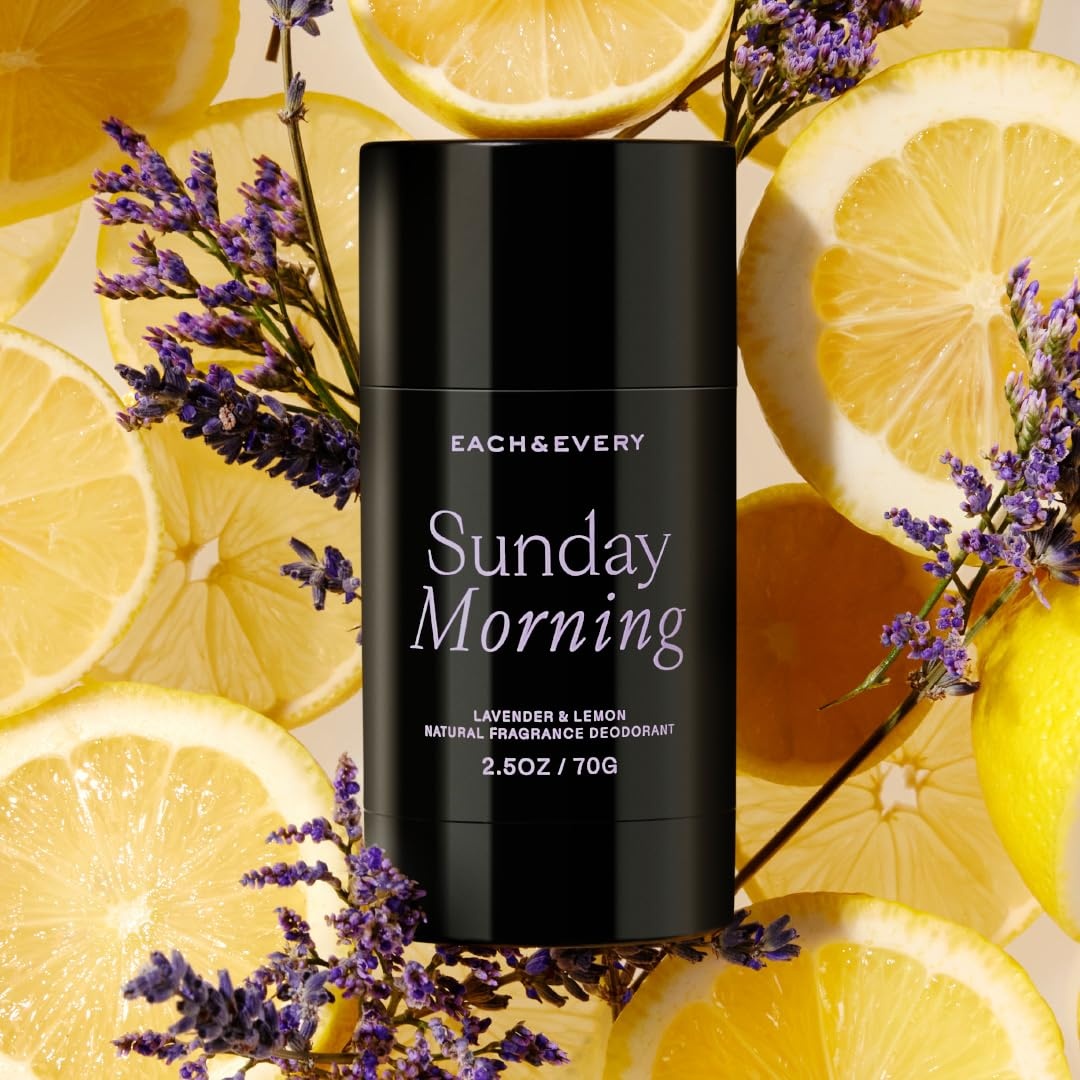 image:imageEach amp Every Aluminum Free Deodorant for Women amp Men Natural Fragrance All Day Odor Protection NonToxic Deodorant for Sensitive Skin EWG Verified Baking Soda Free Multiple Scents 3 Pack 25ozSunday Morning Lavender Lemon