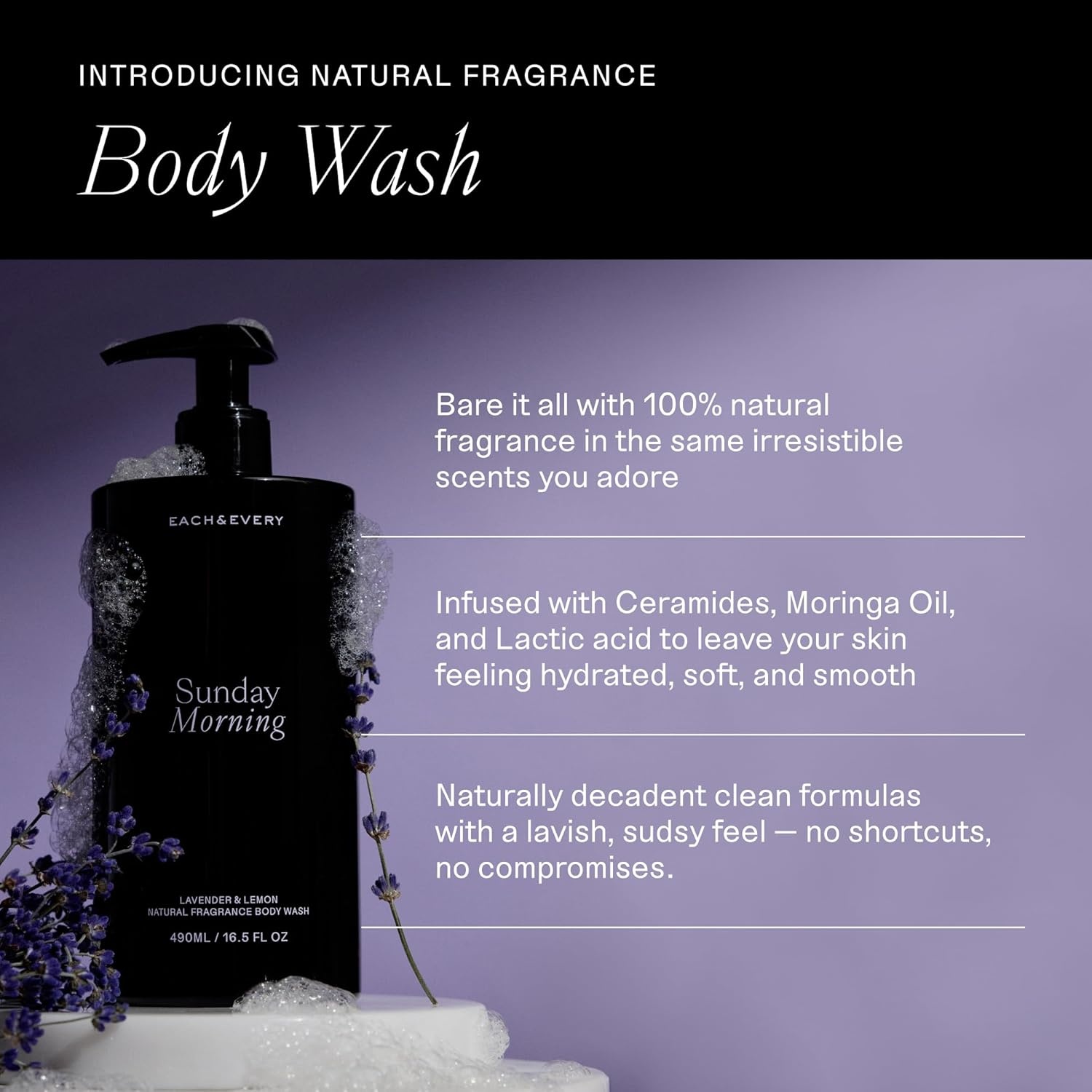 image:imageEach amp Every Body Wash for Women and Men Skin Feels Hydrated Smooth amp Soft Ceramides Lactic Acid AHA amp Moringa Oil 100 Natural Fragrance Gel Eternal Summer Coconut amp Lime 165 Fl OzLavender Lemon