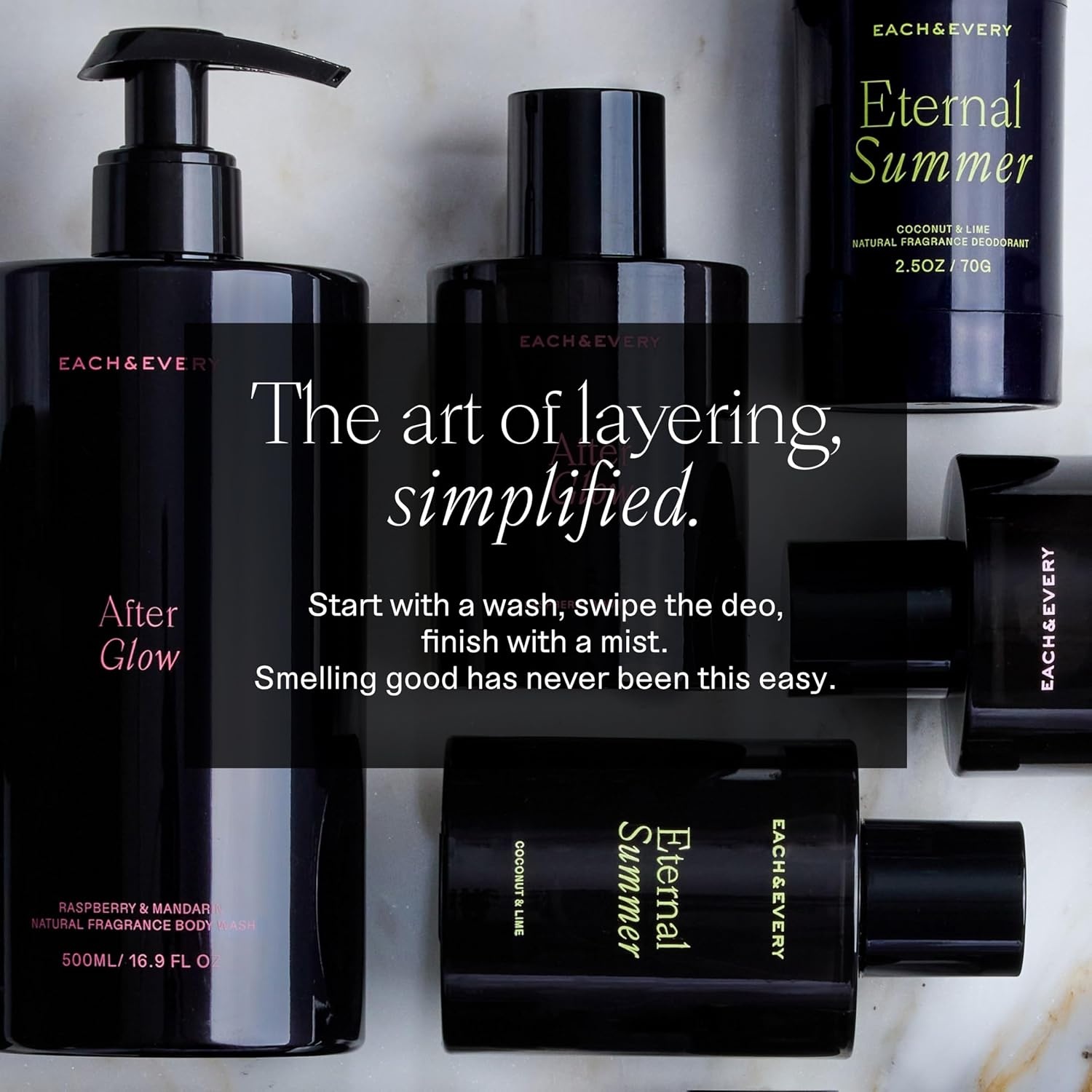 image:imageEach amp Every Mini Body Wash Travel Set 4 Natural Fragrance Shower Gels Ceramides Lactic Acid AHA amp Moringa Oil Day Dream After Glow Sunday Morning amp Eternal Summer