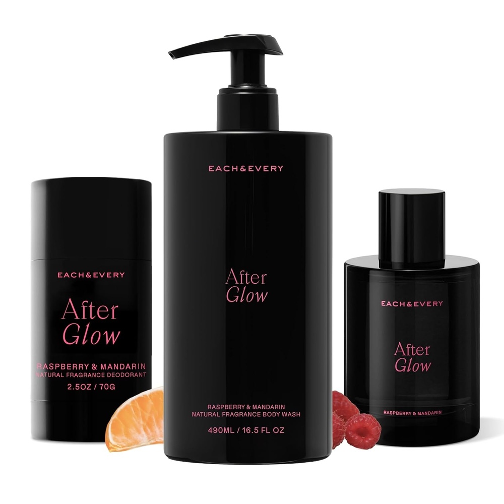 image:imageEach amp Every After Glow Trio Body Wash 165 Fl Oz Natural Hair amp Body Mist Aluminum Free Deodorant 25 oz Hydrating Cleanse Odor Protection amp Fresh Scent Raspberry amp Mandarin