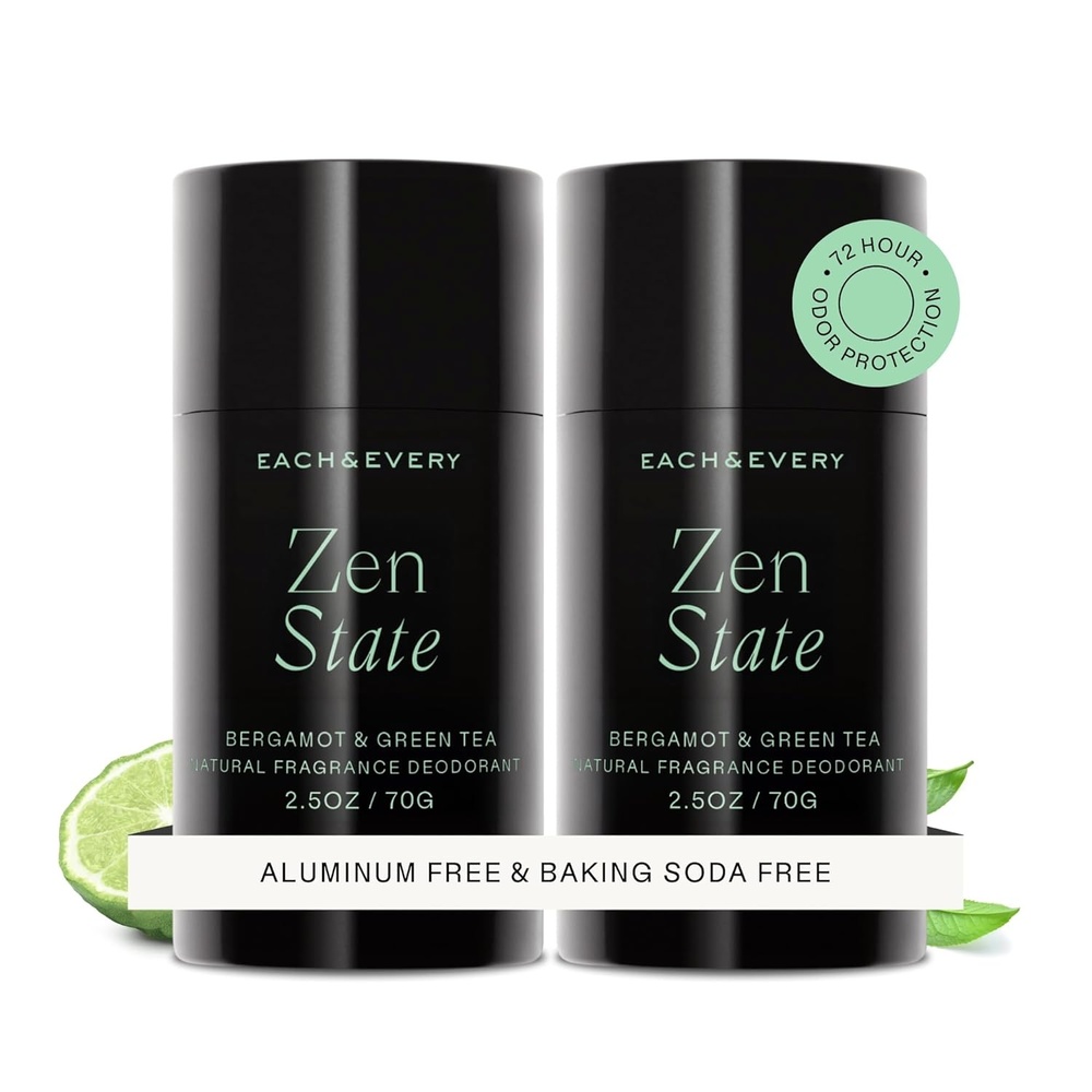 image:imageEach amp Every Aluminum Free Deodorant for Women amp Men Natural Fragrance 72Hr Odor Protection NonToxic Deodorant for Sensitive Skin EWG Verified Baking Soda Free Cedar amp Vanilla 2 Pack 25ozZen State Bergamot Green Tea