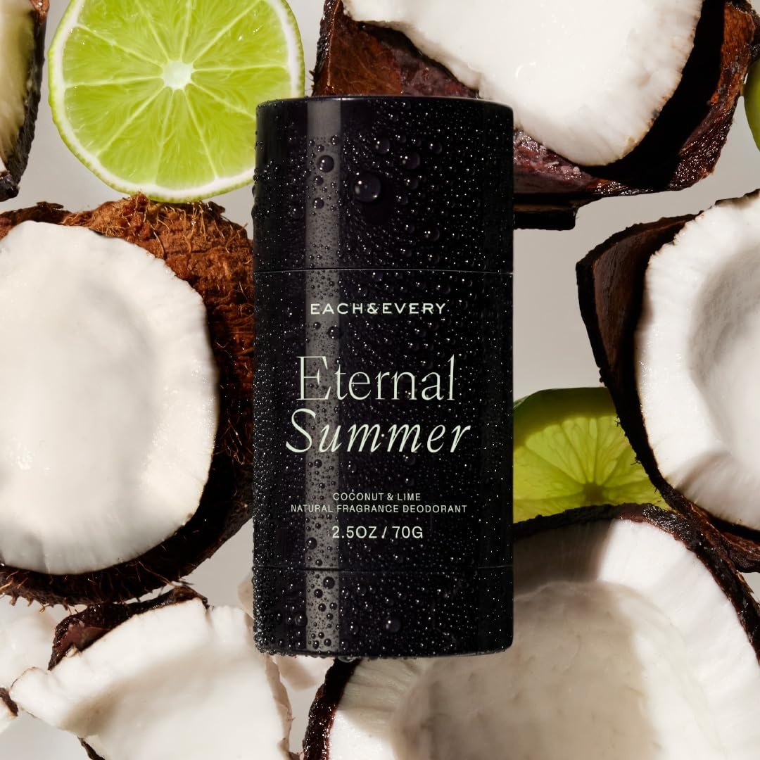 image:imageEach amp Every Natural Deodorant Vegan 25oz Cucumber amp Cypress AluminumFree Deodorant for Women amp Men with 72Hour Odor Protection Baking SodaFree DeodorantEternal Summer Coconut Lime