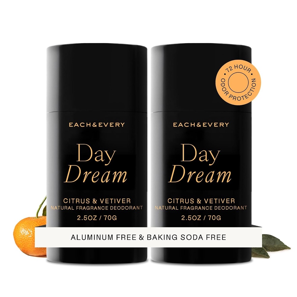 image:imageEach amp Every Natural Deodorant Vegan 2 Pack 25oz  Cucumber amp Cypress AluminumFree Deodorant for Women amp Men with 72Hour Odor Protection Baking SodaFree DeodorantDay Dream  Citrus  Vetiver
