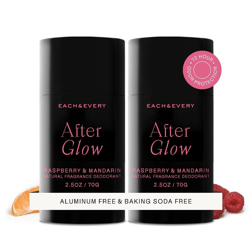 image:imageEach amp Every Natural Deodorant Vegan 2 Pack 25oz Cucumber amp Cypress AluminumFree Deodorant for Women amp Men with 72Hour Odor Protection Baking SodaFree DeodorantAfter Glow Raspberry Mandarin