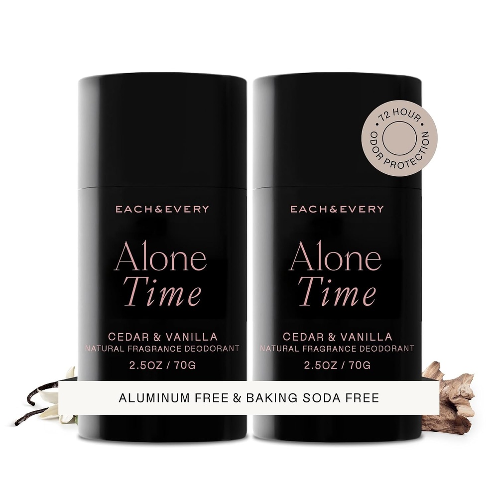 image:imageEach amp Every Natural Deodorant Vegan 2 Pack 25oz Cucumber amp Cypress AluminumFree Deodorant for Women amp Men with 72Hour Odor Protection Baking SodaFree DeodorantAlone Time Cedar Vanilla