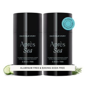 Each & Every Natural Deodorant, Vegan, 2 Pack (2.5oz) | Cucumber & Cypress, Aluminum-Free Deodorant for Women & Men with 72-Hour Odor Protection, Baking Soda-Free Deodorant(Apres Sea – Cucumber & Mediterranean Cypress)