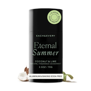 Each & Every Natural Deodorant, Vegan (2.5oz) | Cucumber & Cypress, Aluminum-Free Deodorant for Women & Men with 72-Hour Odor Protection, Baking Soda-Free Deodorant(Eternal Summer – Coconut & Lime)